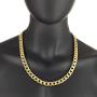 The Bling Factory Mens 11.9mm 24k Yellow Gold Plated Stainless Steel Flat Cuban Link Curb Chain Necklace