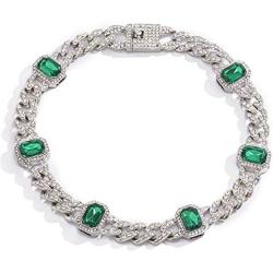 Ingemark CZ Rhinestone Iced Out Link Chain Choker for Women Girls Gorgeous Oval Birthstone Gem Choker Necklace