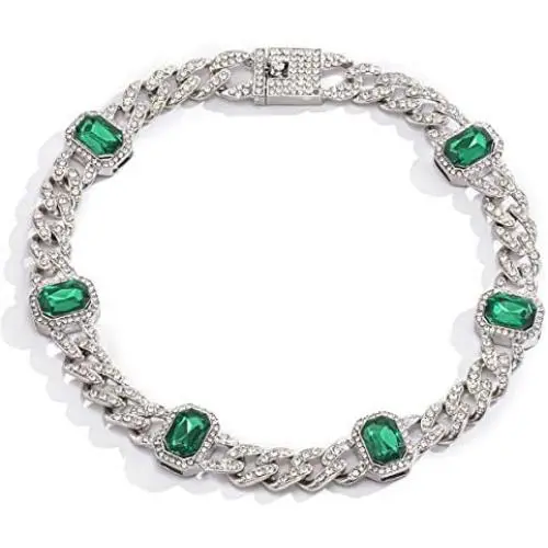 Ingemark CZ Rhinestone Iced Out Link Chain Choker for Women Girls Gorgeous Oval Birthstone Gem Choker Necklace Ingemark CZ Rhinestone Iced Out Link Chain Choker for Women Girls Gorgeous Oval Birthstone Gem Choker Necklace