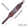 VASSAGO Gothic Vintage Amulet Seal of Solomon The Sigil of Archangel Michael Brown Metal Connector Leather Bracelet