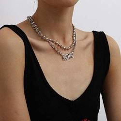 YERTTER Dainty Double-layer Beads Chain Love Chain Choker Necklace Jewelry Women Statement Chunky Chain Necklace for Party Prom