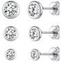 ChicSilver 2-4 Pairs Sterling Silver Stud Earrings Set, Hypoallergenic Simple Stud Earrings 3-8mm (with Gift Box)