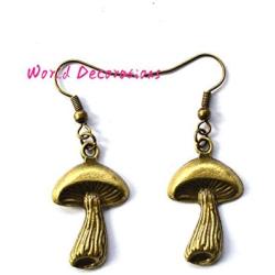 Mushroom Earrings, Shroom Earrings, Dangle Earrings Mushroom Jewelry, Womens Earrings Christmas Gifts Bronze Mushroom Earrings Gifts for Her