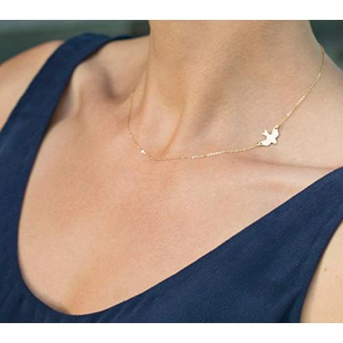 FXmimior Dove Bird Deck Shapped Plated Chic Necklace Jewelry For Women