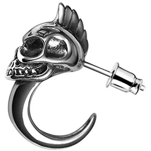 2pcs Luxury Silver Skull Stud Earrings for Mens Womens, Sterling Silver Gothic Earring, Biker Jewelry 2pcs Luxury Silver Skull Stud Earrings for Mens Womens, Sterling Silver Gothic Earring, Biker Jewelry