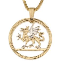 Welsh Coin Pendant & Necklace Hand Cut Welsh Coin