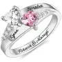 AILIN Sterling Silver Engagement Ring Promise Ring for Her 2 Heart Birthstones 2 Names & 1 Engraving Customized & Personalized