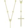 NYC Sterling Diamond by Yard Cross Crucifix CZ Crystal 925 Sterling Silver Pendant & Catholic Rosary Necklace