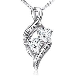 Sterling Silver Mother and Child Sister Forever Love Heart Pendant Necklace Bangle Bracelet for Mothers Day Gift