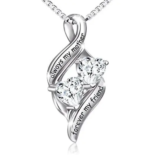 Sterling Silver Mother and Child Sister Forever Love Heart Pendant Necklace Bangle Bracelet for Mothers Day Gift Sterling Silver Mother and Child Sister Forever Love Heart Pendant Necklace Bangle Bracelet for Mothers Day Gift