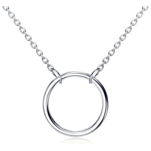 Open Circle Necklace in Yellow Gold, Rose Gold or Rhodium over 925 Sterling Silver