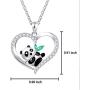 ACJNA 925 Sterling Silver Panda Bear Necklace Bamboo Heart Pendant Engraved I Love You Forever Women Jewelry