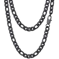 PROSTEEL 316L Stainless Steel Figaro Chain Necklace for Men/Women, Black/18K Real Gold Plated, 4mm to 13mm, 14inch to 30inch, Come Gift Box