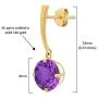Certified 14k White or Yellow Gold Solitaire Round-Cut Gemstone Drop Earrings (8mm)