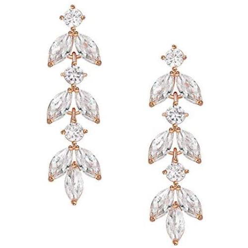 SWEETV Cubic Zirconia Wedding Earrings for Brides Bridesmaids, Elegant Marquise Bridal Dangling Earrings, Crystal Drop earrings for Women Jewelry Gifts