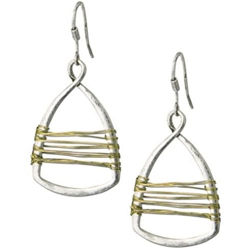 Silver with Gold Wire Copper Toned Handmade Teardrop Earrings