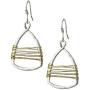 Silver with Gold Wire Copper Toned Handmade Teardrop Earrings