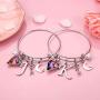 Memorjew Charm Bracelets for Women Girls, Crystal Heart Initial Charm Bracelets for Women Girls Jewelry Mothers Day Valentines Birthday Teen Girls Gifts, Flower Girl Bridesmaid Gifts for Wedding