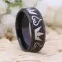 Cosplay Jewelry 8mm Black Step Kingdom Hearts & Crowns Design Ring Wedding Ring Engagement Ring-Free Inside Engraving