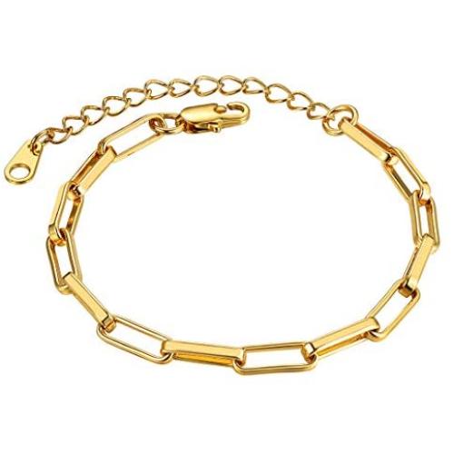 ChainsHouse Chain Link Bracelets for Women Girls, Stainless Steel/18K Gold Plated, Paperclip/Thin Snake/Cuban/Figaro Sterling Silver Bracelet Adjustable Chain Jewelry Gifts, Send Gift Box