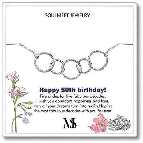 SOULMEET 60th 50th 40th 30th Birthday Bracelet Gifts for Women, Each Sterling Silver Circle for A Fabulous Decades