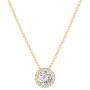 PAVOI 14K Gold Plated Post Faux Diamond Round Solitaire Pendant Halo Necklace | Gold Necklace for Women | Slider Adjustable