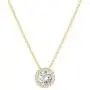 PAVOI 14K Gold Plated Post Faux Diamond Round Solitaire Pendant Halo Necklace | Gold Necklace for Women | Slider Adjustable