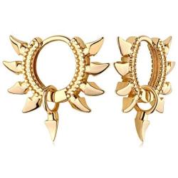 MYEARS Women Gold Huggie Hoop Earrings Bead Ball Spike Star Diamond CZ Sleeper Dangle Drop 14K Gold Filled Tiny Boho Beach Simple Delicate Handmade Hypoallergenic Jewelry Gift