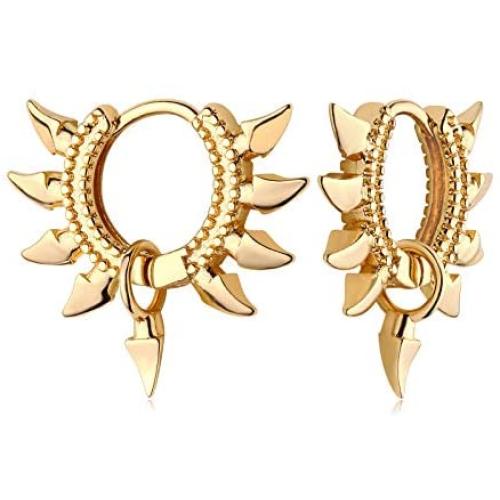 MYEARS Women Gold Huggie Hoop Earrings Bead Ball Spike Star Diamond CZ Sleeper Dangle Drop 14K Gold Filled Tiny Boho Beach Simple Delicate Handmade Hypoallergenic Jewelry Gift