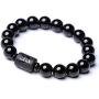 Rustenhof Natural Crystal Obsidian Stone Bead Bracelet with Dragon or Phoenix Totem Cylinder Bead Men or Women Chain Famous Fashion 12MM 10MM