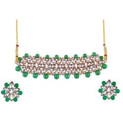 Efulgenz Crystal Kundan Pearl Rhinestone Indian Boho Floral Choker Neckalce Earrings Wedding Bridal Jewelry Set