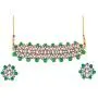 Efulgenz Crystal Kundan Pearl Rhinestone Indian Boho Floral Choker Neckalce Earrings Wedding Bridal Jewelry Set