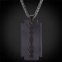 U7 Men Cool Necklace Stainless Steel/Black Gun Plated/18K Gold Plated Razor Blade Pendant, with 22 Inch Chain