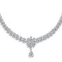 Vintage Style Fashion Bridal Multi Marquise Leaf Starburst AAA CZ Statement Collar Tennis Necklace Matching Chandelier Dangle Earrings Jewelry Set for Women Wedding Prom Pageant Silver Plated