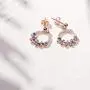 AOBOCO Circle Earrings Sterling Silver Simulated Aquamarine Earrings Embellished with Multicolor Crystals from Austria, Hypoallergenic Rose Gold Earrings, Fine Flower Jewelry Gifts for Women