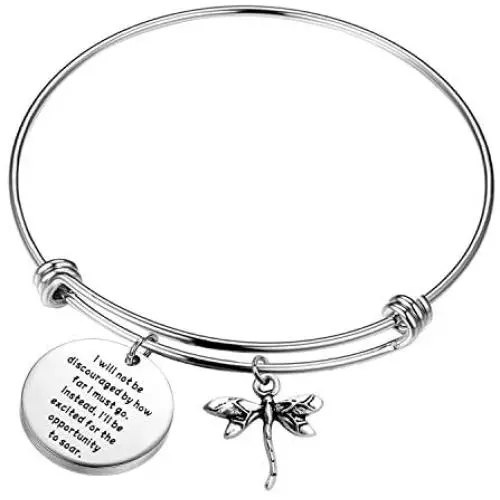 BAUNA Inspirational Dragonfly Expandable Bangle Bracelet I Will Not Be Discouraged by How Far I Must Go Motivational Jewelry Gift BAUNA Inspirational Dragonfly Expandable Bangle Bracelet I Will Not Be Discouraged by How Far I Must Go Motivational Jewelry Gift