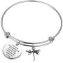 BAUNA Inspirational Dragonfly Expandable Bangle Bracelet I Will Not Be Discouraged by How Far I Must Go Motivational Jewelry Gift
