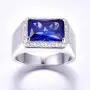 BONLAVIE Mens Halo Engagement Rings 7.0ct Radiant Cut Created Blue Sapphire Solid 925 Sterling Silver Eternity Wedding Band Size 5-14 BONLAVIE Mens Halo Engagement Rings 7.0ct Radiant Cut Created Blue Sapphire Solid 925 Sterling Silver Eternity Wedding Band Size 5-14