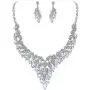 EVER FAITH Bridal Jewelry Sets Marquise Crystal Statement Leaf Floral Necklace Earrings Set for Women