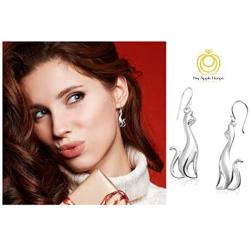 Big Apple Hoops - High Polish Sterling Silver Big Hollow Cat Drop Dangle Lightweight Earrings Made from Genuine Solid 925 Sterling Silver Special Fashion Gifts for Men, Teens, Women