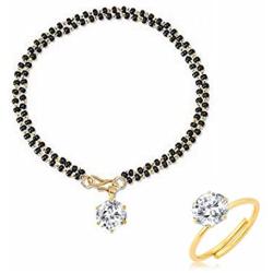 Efulgenz Indian Jewelry Bollywood Combo of Stylish Mangalsutra Bracelet and Ring for Women