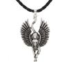 Ancient Treasures Cat Bastet Stainless Steel Pendant Necklace Ancient Egyptian Goddess Bastet Statue Egyptian Sphinx Black Cat Bastet pendant Egypt cat with wing