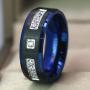wedding ring set Two Rings His Hers Couples Rings Womens Black Gold Plated Blue Sapphire CZ Wedding Engagement Ring Bridal Sets & Mens Titanium Wedding Band