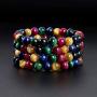 Serirtire 8mm Tiger Eye Gemstone Bracelet Round Beads Stretch Bracelet Handmade Healing Stone Jewelry for Women Girls