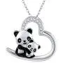 Panda Necklace Gifts for Mother Daughter 925 Sterling Silver I Love You Forever Heart Pendant Necklace for Women Teens Mothers Day Jewelry Gifts for Mom Mama Sister