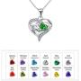 YINSHIFU Name Necklace Personalized Heart Necklace with 2 Birthstones, Customized 2 Names Pendant for Couples Valentines Day Gift