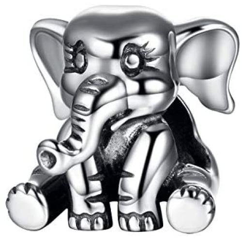 SPARKL Jewellery Animal Charms 925 Sterling Silver Puppy/Elephant/Ladybug/Shark Animal Beads fit European Charm Bracelet for Animal Lovers Charm Bracelets