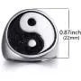 Elfasio Chinese Yin Yang Rings Kung Fu Martial Arts Mens Stainless Steel Symbol Vintage Jewelry