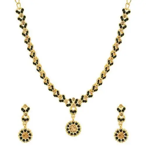 MUCH-MORE Indian Traditional Gold Tone Bridal Necklace Earrings Set Ethnic Wedding Party Fashion Jewelry for Women