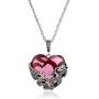 Amazon Collection Sterling Silver Oxidized Marcasite and Gemstone Colored Glass Filigree Heart Pendant Necklace, 18''
